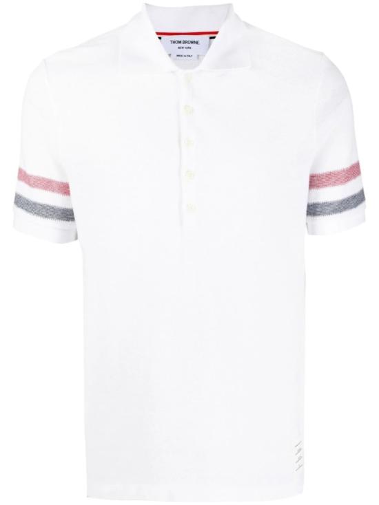  톰브라운 RWB 트리밍 텍스처 코튼 폴로 티셔츠 MJP169AJ0046100 Neutrals