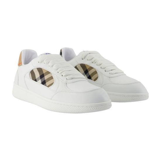 26FW 버버리 레더 체크 테라스 스니커즈 8108649 A1464 white - BURBERRY