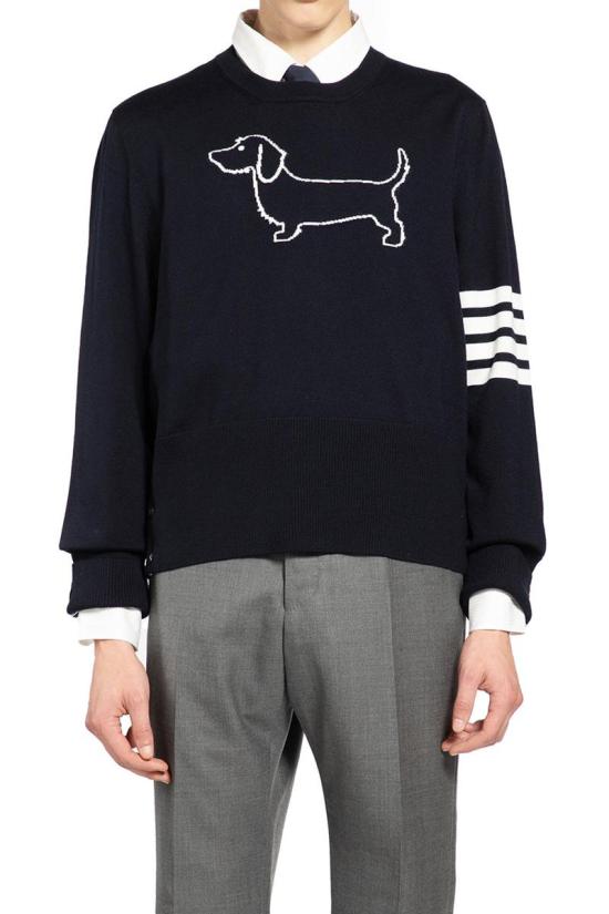 26SS 톰브라운 메리노 헥터 사선 크루넥 풀오버 MKA486AY1002 415 BLUE