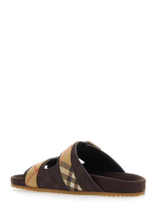 26SS 버버리 더블 버클 체크 샌들 8118613C1170 Brown - BURBERRY