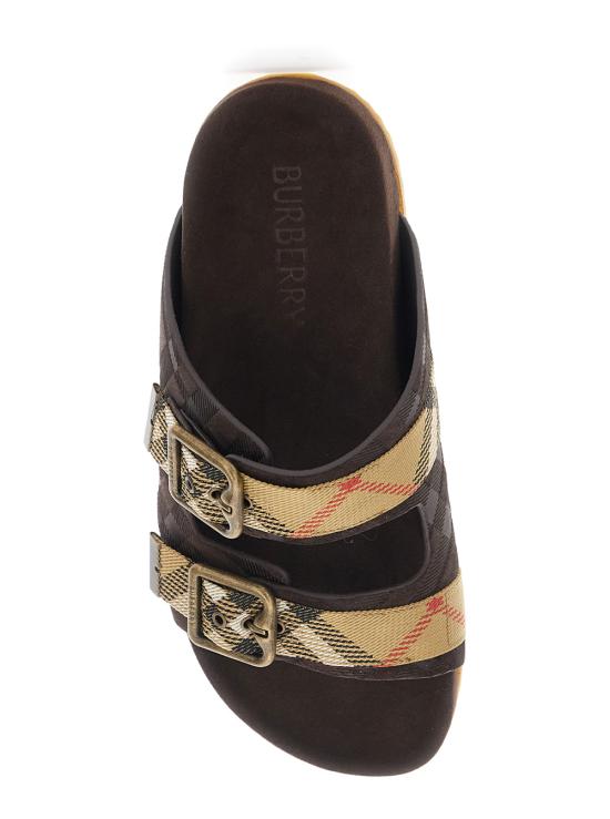 26SS 버버리 더블 버클 체크 샌들 8118613C1170 Brown - BURBERRY