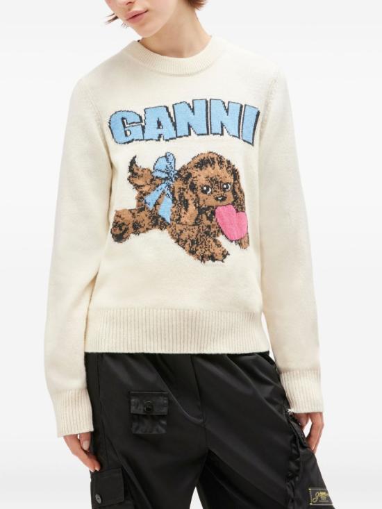 25FW 가니 플러피 퍼피 러브 울 스웨터 K2562 135 White - GANNI