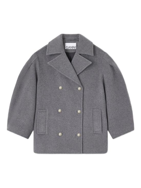 25FW 가니 울 오버사이즈 미디 피코트 W0930 205 Grey