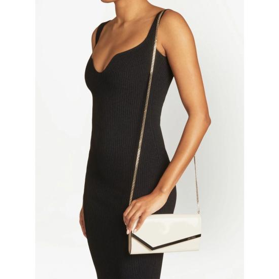 26SS 지미추 클러치/파우치 EMMIE PAT LALGO WHITE GOLD - JIMMY CHOO