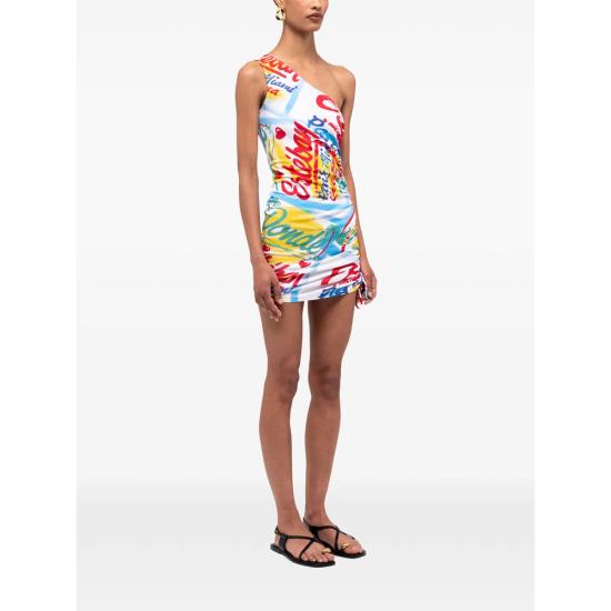 26SS Donde Esteban 숏 원피스 D4 1 DRS 221 MULTI WHITE BLUE - DONDE ESTEBAN