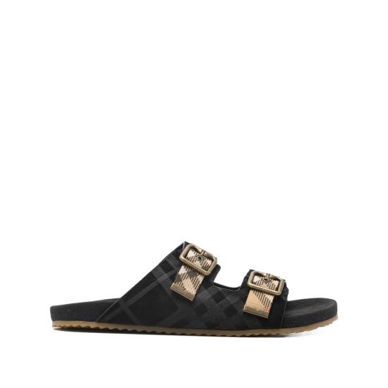 26SS 버버리 체크 스웨이드 얼친 샌들 8118890 URCHIN A1189 BLACK NEUTRALS