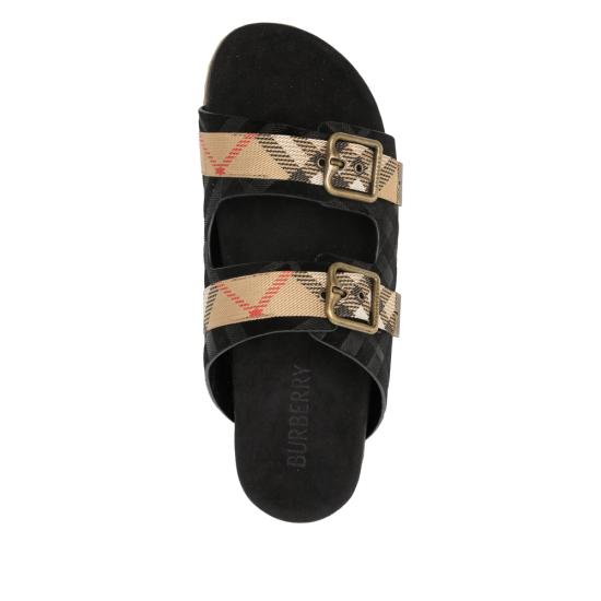 26SS 버버리 체크 스웨이드 얼친 샌들 8118890 URCHIN A1189 BLACK NEUTRALS - BURBERRY