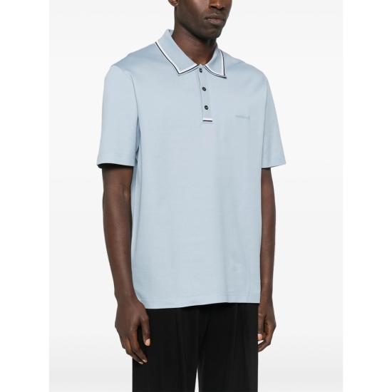 26SS 살바토레 페라가모 폴로 티셔츠 145341 0790957 CEBIA BLUE - SALVATORE FERRAGAMO