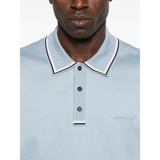 26SS 살바토레 페라가모 폴로 티셔츠 145341 0790957 CEBIA BLUE - SALVATORE FERRAGAMO