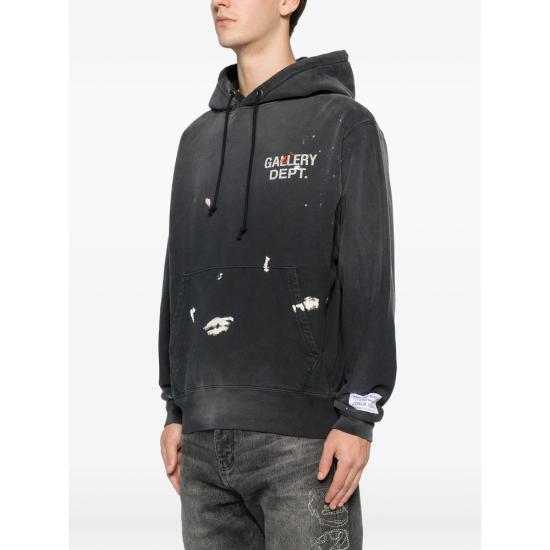 26SS 갤러리 디파트먼트 페인트 로고 후드 티셔츠 GPH 50044 VINBK BLACK - GALLERY DEPT