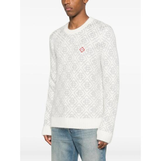 25FW 카사블랑카 니트웨어 KW 1041 01 WHITE WHITE SILVER - CASABLANCA