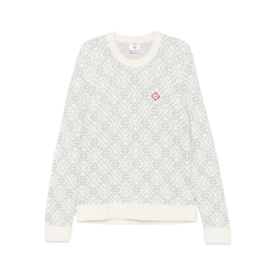 25FW 카사블랑카 니트웨어 KW 1041 01 WHITE WHITE SILVER