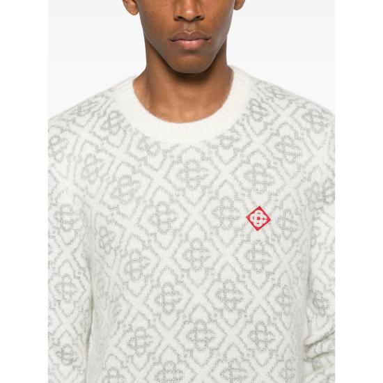 25FW 카사블랑카 니트웨어 KW 1041 01 WHITE WHITE SILVER - CASABLANCA