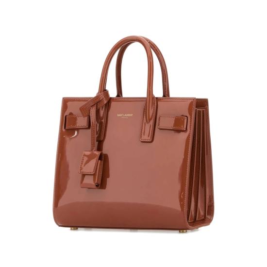 25SS 생로랑 삭 드 주르 나노 페이턴트 레더 마일드 398711 AAD16 5945 BROWN - SAINT LAURENT