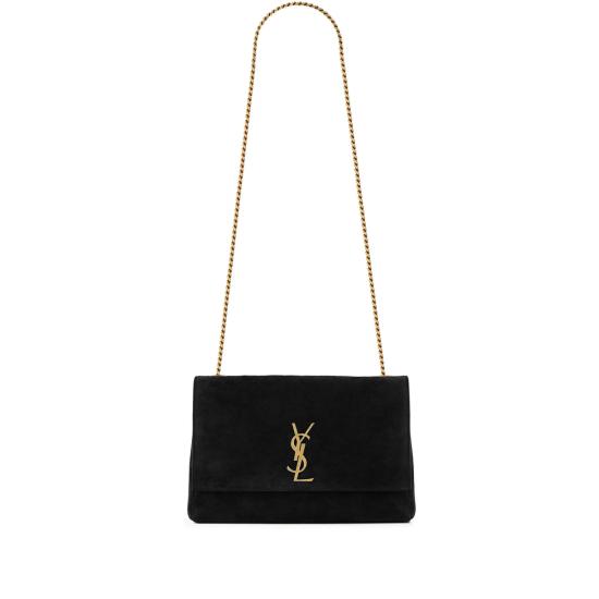 25SS 생로랑 케이트 미디움 리버시블 체인 백 스웨이드 앤 스무스 레더 553804 0UD7W 1000 BLACK GOLD