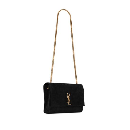 25SS 생로랑 케이트 미디움 리버시블 체인 백 스웨이드 앤 스무스 레더 553804 0UD7W 1000 BLACK GOLD - SAINT LAURENT