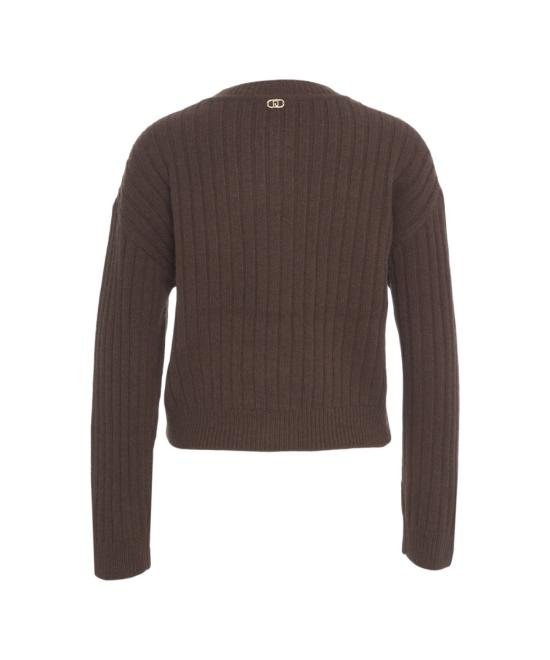 25FW 리우조 니트웨어 MF5423MS040 Brown - LIU JO