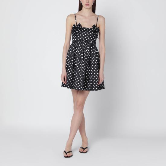 26SS 가니 폴카 도트 새틴 미니 드레스 A10301936904 Black