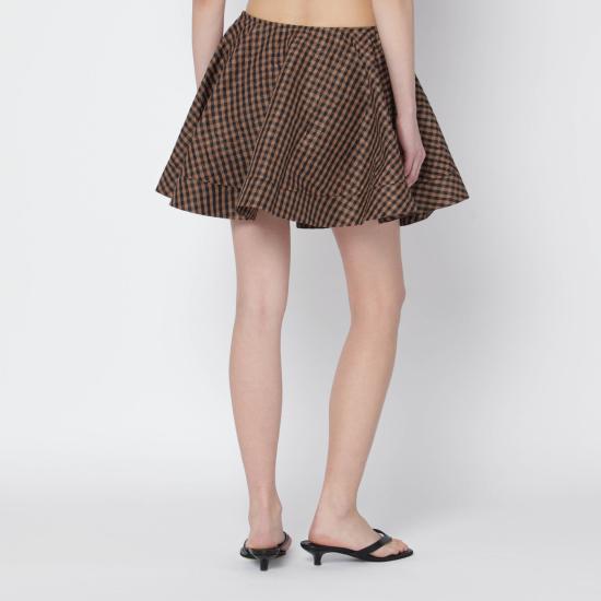 26SS 가니 크링클 체크 미니 서클 스커트 A109007410730 Brown - GANNI