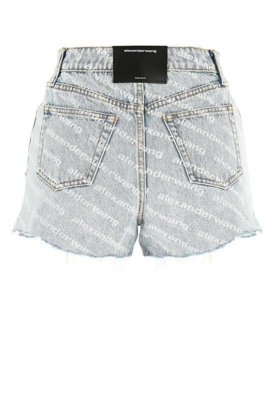  알렉산더 왕 데님 숏팬츠 바이트 로고 쇼츠 페블 블리치 - ALEXANDER WANG
