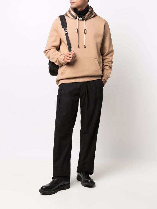 26SS 버버리 체크 후드 코튼 블렌드 후드티 8045006 A1420 Brown - BURBERRY