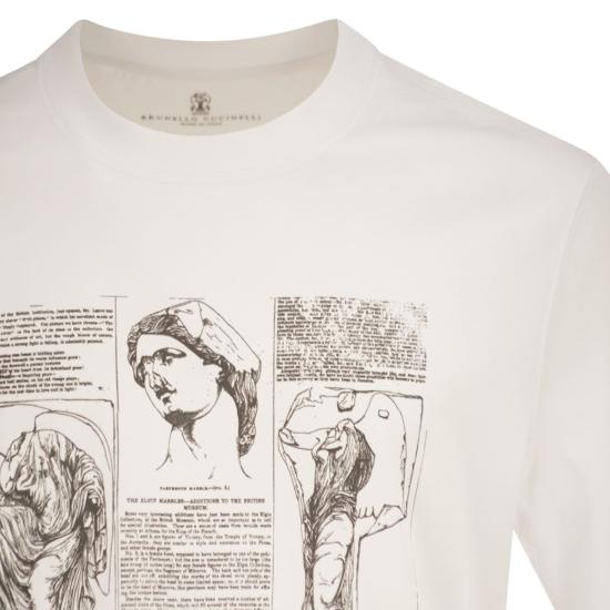 26SS 브루넬로 쿠치넬리 크루넥 프린트 코튼 저지 티셔츠 M0B138517 WHITE - BRUNELLO CUCINELLI