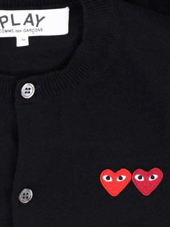 26SS 꼼데가르송 플레이 더블 하트 가디건 AXN0570511 Black - COMME DES GARCONS