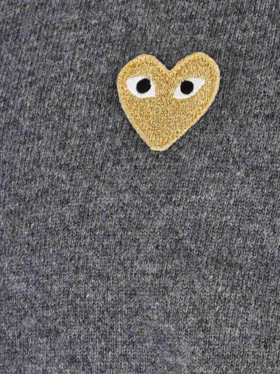 26FW 꼼데가르송 플레이 골드 하트 니트 가디건 AXN0490513 GREY - COMME DES GARCONS