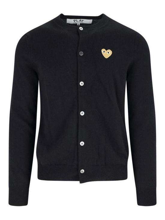 26FW 꼼데가르송 플레이 골드 하트 니트 가디건 AXN0490511 BLACK