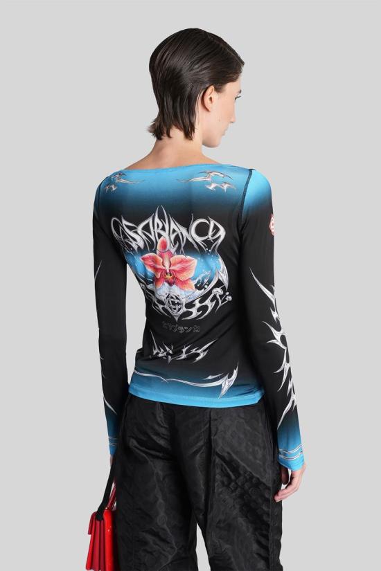 25FW 카사블랑카 긴팔 티셔츠 429407 W AW25 JTP 404 Black - CASABLANCA