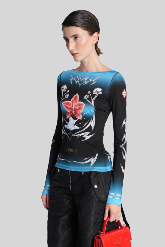 25FW 카사블랑카 긴팔 티셔츠 429407 W AW25 JTP 404 Black - CASABLANCA