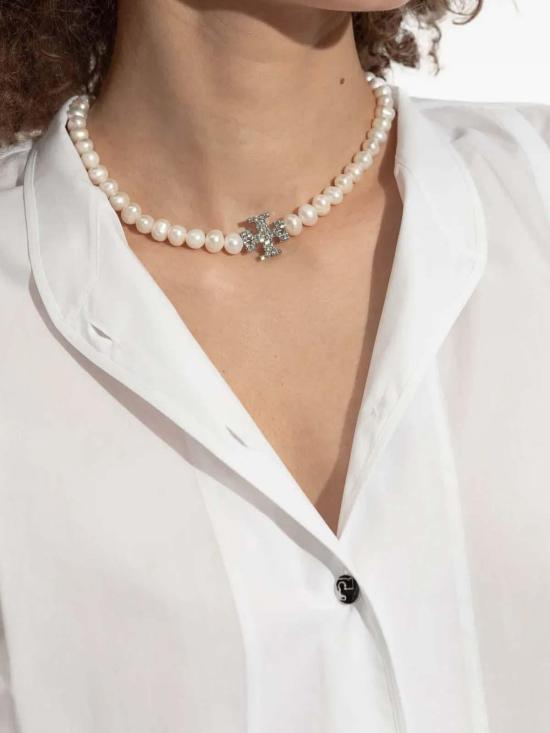 26SS 토리버치 목걸이/팬던트 164617056 TORY SILVER PEARL CRYSTAL DOM - TORY BURCH