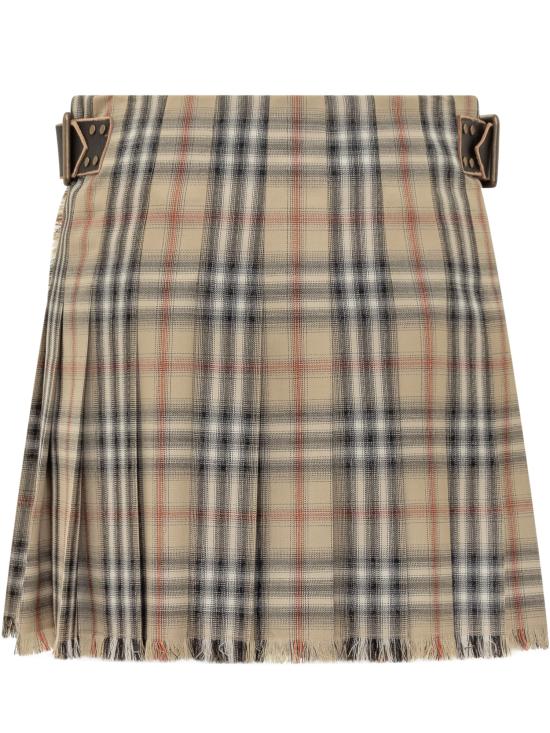 26SS 버버리 체크 울 미니 킬트 8118152 B9368 SAND IP CHECK - BURBERRY