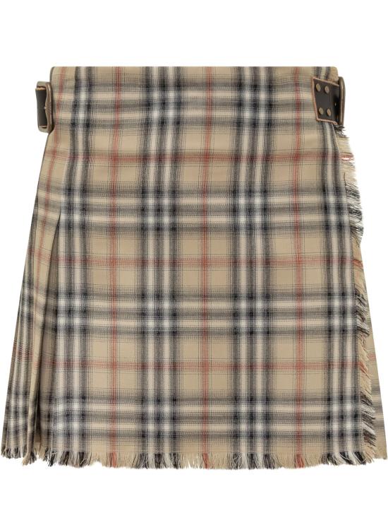 26SS 버버리 체크 울 미니 킬트 8118152 B9368 SAND IP CHECK