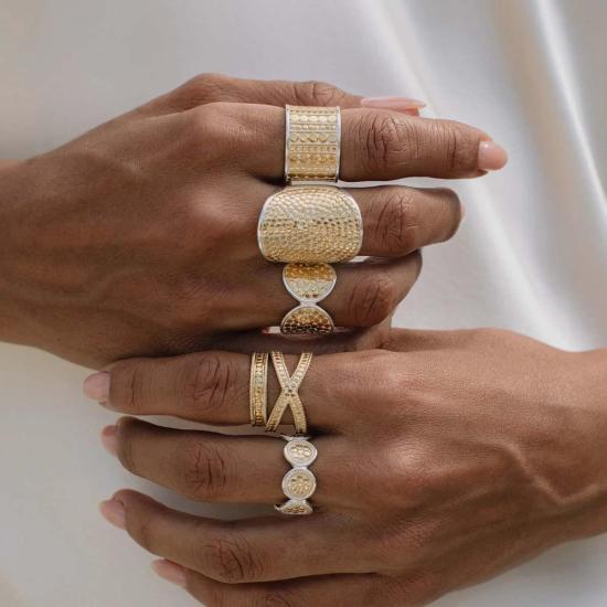  안나 벡 반지 센터드 클래식 링 골드/실버 - ANNA BECK