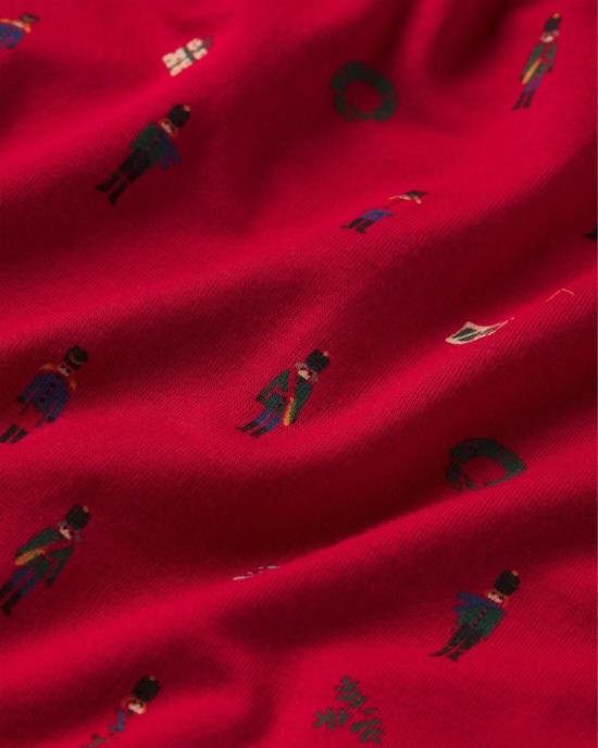  에버제이 라운지 웨어 지젤 프린트 릴랙스 반바지 잠옷 세트 호두까기 인형 홀리 레드/아이보리 - EBERJEY