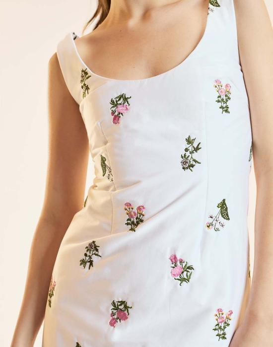  신시아 로리 숏 원피스 신시아 로울리 부케 자수 드레스 화이트 - CYNTHIA ROWLEY