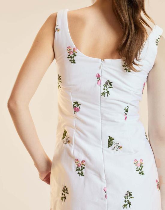  신시아 로리 숏 원피스 신시아 로울리 부케 자수 드레스 화이트 - CYNTHIA ROWLEY