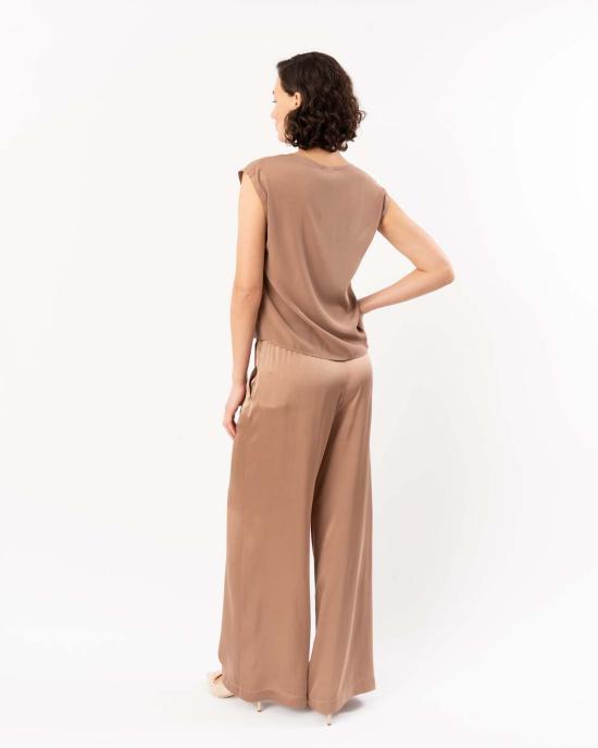  포르테포르테 팔라초 팬츠 포르테 포르테 샤이니 스트레치 실크 새틴 루즈  노체 - FORTE FORTE