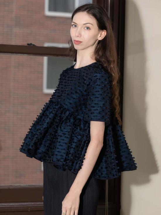  세실리아 반센 블라우스 Cecilie Bahnsen Cb 카산드라 탑 네이비 - CECILIE BAHNSEN