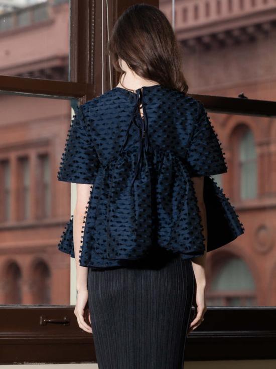  세실리아 반센 블라우스 Cecilie Bahnsen Cb 카산드라 탑 네이비 - CECILIE BAHNSEN