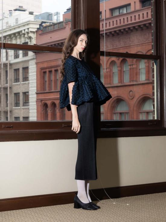  세실리아 반센 블라우스 Cecilie Bahnsen Cb 카산드라 탑 네이비 - CECILIE BAHNSEN