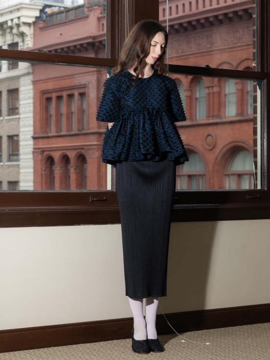  세실리아 반센 블라우스 Cecilie Bahnsen Cb 카산드라 탑 네이비