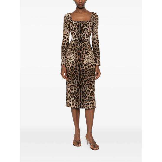 26SS 돌체앤가바나 미디 원피스 F6TYGT FSRKI HY13M BROWN BLACK - DOLCE & GABBANA