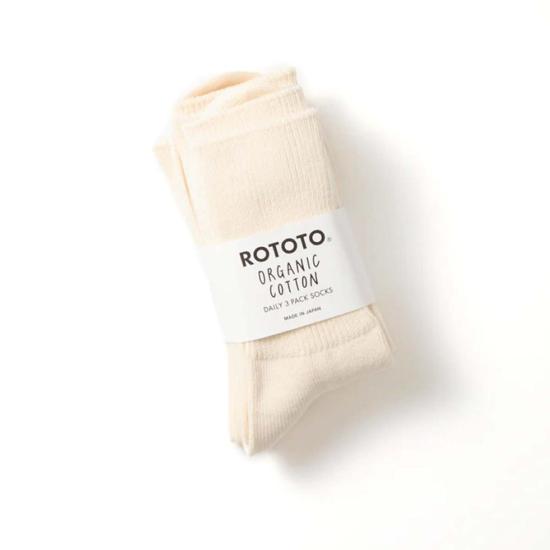  로토토 양말 R1427 오가닉 데일리 3팩 골지 크루삭스
