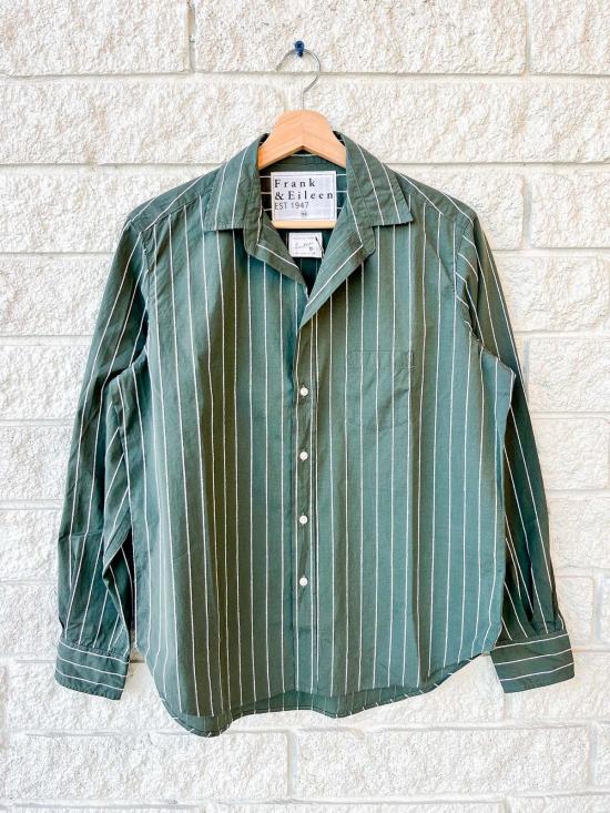  프랭크 앤 에일린 셔츠 프랭크 & 아일린 아일린 릴렉스 버튼업 셔츠 그린 화이트 텍스처 스트라이프
