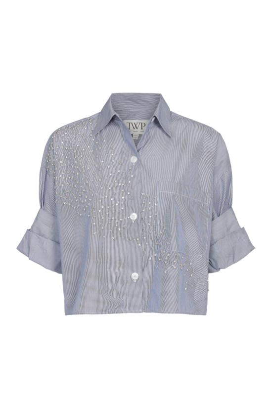  티더블유피 셔츠 Twp Next Ex 스트라이프 크리스탈 셔츠 화이트/미드나잇