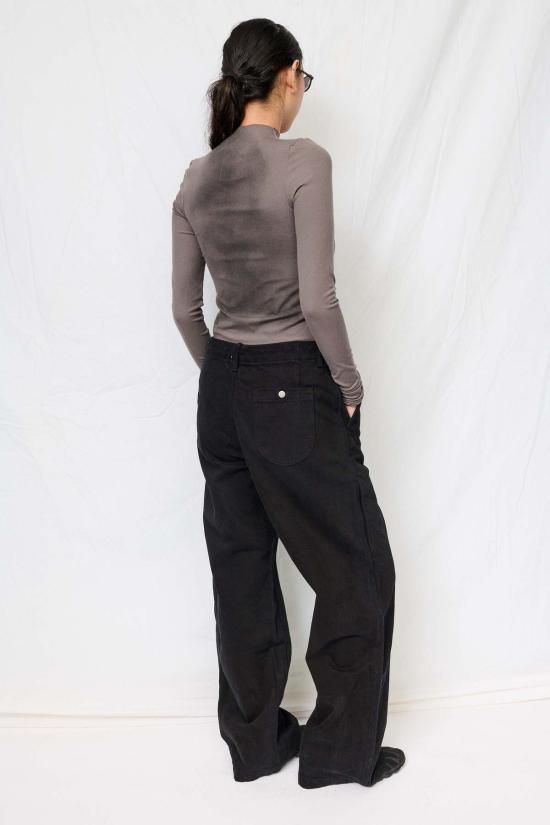  어셈블리 뉴욕 긴팔 티셔츠 어셈블리 그레이 에어브러시 크롭 롱 슬리브 모크넥 탑 - ASSEMBLY NEW YORK