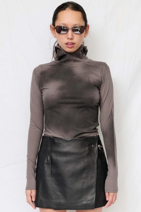  어셈블리 뉴욕 블라우스 조립식 회색 에어브러시 후드 탑