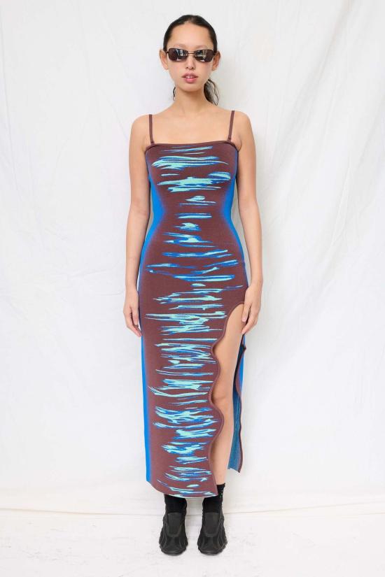  피에이치5 롱 원피스 Ph5 오션 블루 아이리스 오션 프린트 맥시 탱크 드레스